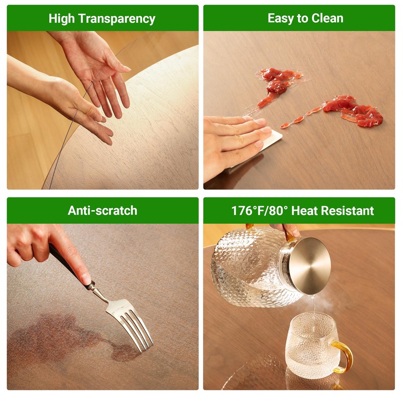 ETECHMART 19 x 63 Inch Clear Table Cover Protector, 1.5mm