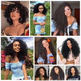 Hxxcoup 1B Natural Black Color 13x6 Lace Front Wig with Natural Hairline Curly Wave Human Hair Wigs Wear and Go Glueless Baby Hair No Smell 180% Density for Woman 12 Inch