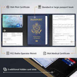 Pilot document holder, Pilot wallet, RFID-Blocking, Travel Wallet for Aviation Professionals v1 Blue, Classic
