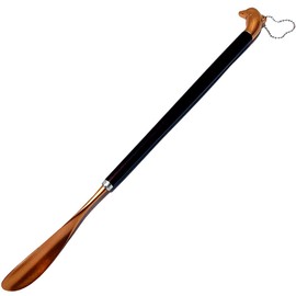 KANGHUANG 60cm/23.6” High quality Upscale Extended long Handle Shoehorn for Seniors Pregnant Women & All People to Use shoehorn（Bronze）