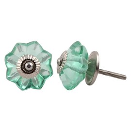 YourKart 2 Pcs Interior Glass Metal Door Knobs - Mint