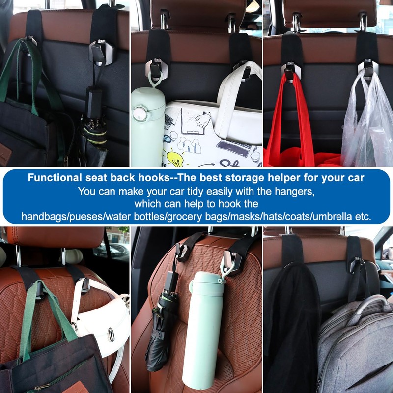 yimoyop 2 Packs Suede Car Purse Hooks Behind Seats with