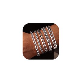 YADOCA Silver Chain Bracelets for Men - Waterproof Stainless Steel Figaro Rope Cuban Link Bracelet for Mens Silver Bracelet Jewelry Gift 6.5/7/7.5/8.3/9 Inches