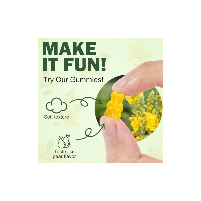 Mullein Gummies - Mullein Leaf Extract for Lungs, Mullein Leaf