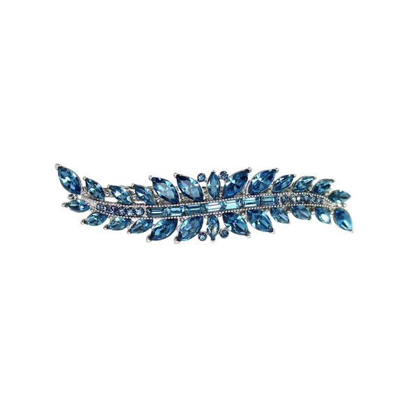 Faship Gorgeous Navy Blue Marquise Rhinestone Crystal Floral Small Hair Barrette
