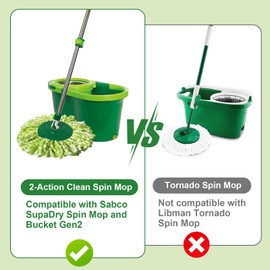 6 Pack Mop Heads Replacement Compatible with Sabco 2-Action Clean Spin Mop and Bucket System Microfiber Spin Mop Replacement Head