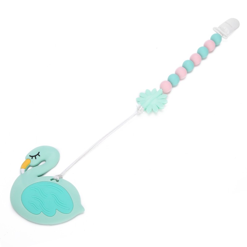 Swan Shape Infant Baby Pacifier Clip AntiLost DIY Teething Necklace