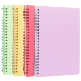 Songaa [4 Pack] Spiral Notebook, A5 Size College Ruled Spiral Notebook, PP Hardcover Spiral Notebook Ruled Lined Journal Notebook Bulk, 80 Sheets / 160 Pages Spiral Bound Notebook (5.7"x 8.3")