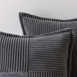 MIULEE Set of 2 Corduroy Cushion Covers, Velvet Cushion, Soft Modern Decorative Cushion Cover, Sofa, Couch Decorative Cushion for Living Room, Bedroom, Dark Grey 40 x 60 cm