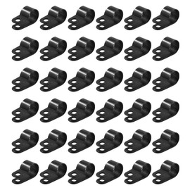 Bivethoi 120 PCS R-Type Cable Clip Wire Clamp, 1/2" Black Screw Mounting Clips Nylon Screw Mounting Cord Fastener Wire Conduit Clamp for Wire Management