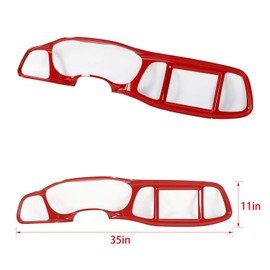 JeCar Center Console Dashboard Panel Trim Interior Decoration Accessories Compatible with Dodge Challenger 2015-2023, Red