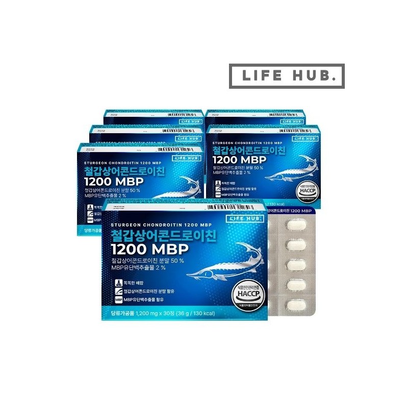Life Hub 라이프허브 철갑상어 콘드로이친 1200 MBP 6박스(1,200mg ... 없음