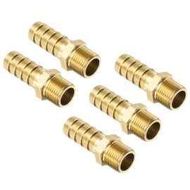 sourcing map 5Pcs Brass Hose Barb Fittings Metric M12-1 Male to Barb Fit Hose ID 10mm Barbed Pipe Fitting Adapter Connector for Water Fuel Air