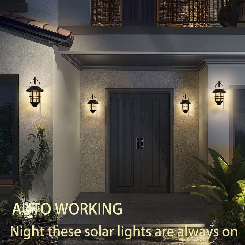 2 Pack Solar Lights Outdoor Lanterns,Waterproof Hanging Solar Lights Lantern