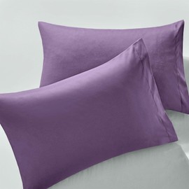MILVOWOC 2Pcs Brushed Microfiber Queen Pillowcases - 20 x 30 Inch, Purple Pillow Case Set Non Slip Envelope Pillow Cover with Moisture Absorption and Anti-Wrinkle