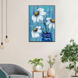 VIGEGU Flowers Stamped Cross Stitch Kits, Counted Cross Stitch Kits for Adults Beginners,Arts and Crafts Embroidery Kits,Full Range of Needlecrafts for Home Wall Decor 12x16 inch