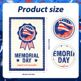 Memorial Day Garden Flag, Vertical Patriotic American Memorial Day Decor Double Sided Memorial Day Decorative Flags Decoration Stars & Poppy Patterns for Decorating Yard Outside