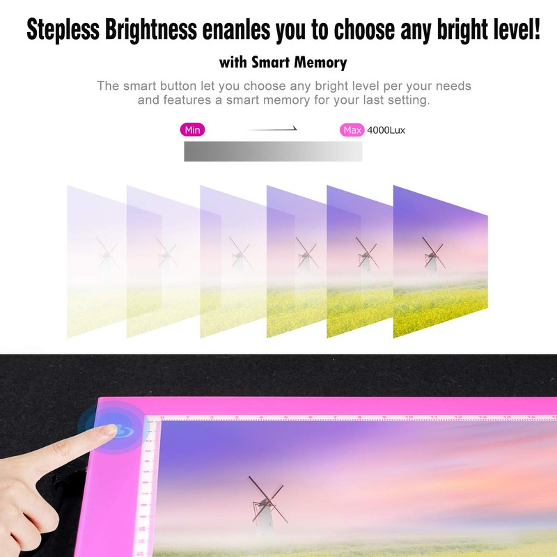 LitEnergy Portable A4 LED Copy Board Light Tracing Box, Pink