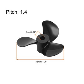 uxcell RC Boat CCW Propeller 3mm Shaft 3 Vanes 32mm 1.4 P Fan Shape Pastic Black Rotating Propeller Props for RC Boat 2pcs