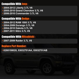 2004-2012 Fuel Injector Compatible for Dodge Nitro 04-11, Dakota, Durango, Ram 1500, for Jeep Liberty, Commander, Grand Cherokee 04-10, for Mitsubishi Raider 07-09 3.7L V6, Replace 0280158020
