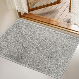 Yancorp Front Door Mat Indoor Entrance for Inside Entry 2' x 3' Non-Slip Welcome Mat Rubber Backing Dirt Resistant Absorbent Indoor Doormat for Entryways, Front Doors, Hallways, Beige Grey