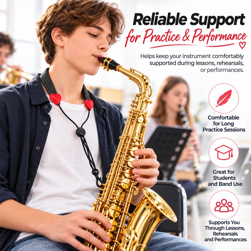 Adjustable Clarinet Neck Strap for Instrument Support – Soft Padded