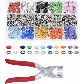 FUPUAII Snap Fasteners Tool Kit Hollow and Solid Metal Prong Snaps Buttons with Setting Tool for Clothing Crafting Sewing,Leather Snaps Buttons for Jeans Wears Bags(10 Colors,9,5mm)