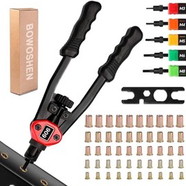 Remachadora Para Tuercas - Kits De Herramientas De Remache De Mano - Con 50 Tuercas De Remache y 5 Mandriles Métricos y 1 Llave, Herramienta De Tuercas De Remache