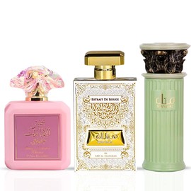 Ard al Zaafaran Meethaq Rouge, Pink Blush, & Manaal Eau de Parfum Sprays 100ml (3.4 oz) | Marshmallow, Vanilla, Pistachio & Sweet Dessert Scents | Long-Lasting Luxury Perfume Bundle for Women (Bundle)