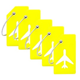 5Pack Silicone Luggage Tag with Name ID Card Perfect to Quickly Spot Luggage Suitcase by Ovener (Yellow)