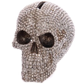 Puckator Tone Skull Money Box, Resin, Silver/Black, 11 x 15.5 x 12 cm