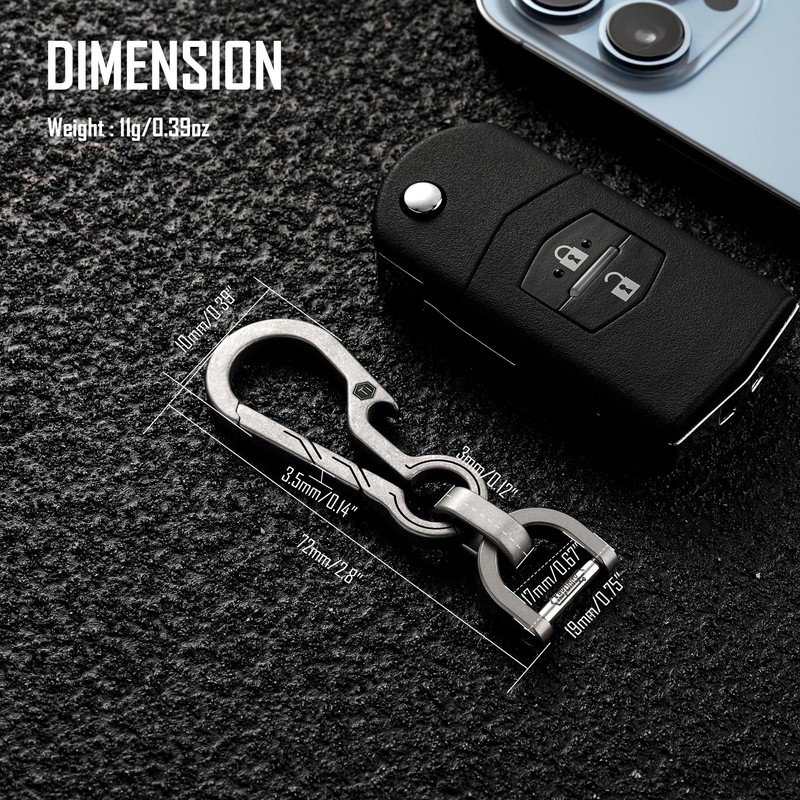 KeyUnity KM01 Titanium EDC Keychain Clip with Bottle Opener, Quick