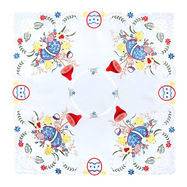 Simhomsen Embroidered Small Chicks Square Tablecloth for Easter Holiday or