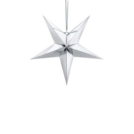 Party Deco Silver Paper Hanging Star Decoration 45cm Christmas Wedding