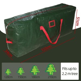 Lelezia Christmas Tree Bag, Artificial Christmas Trees Storage Bag, Waterproof Bag with Zip and Carry Handle for Christmas Decoration, Garden Furniture, Cushion, Storage, Green, 122 x 34 x 51 cm