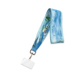 townssilk Lanyard, high-end luxury mulberry silk hanging rope, with exquisite accessories, suitable for mobile phones, key rings, ID card holder, high quality, 1 piece, blueFlower, Silk