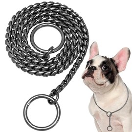 Heavy Duty Dog Stainless Steel Choke Collar Slip Dog P Chain Snake Collar Plating Anti-Rust Dog Training Collars for Small Large Dogs（28inch，Black）