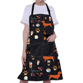 BNQL Cute Dachshund Apron Dachshund Kitchen Cooking Apron with Pockets Dachshund Lovers Gifts Dachshund Dog Grooming Apron, dachshund apron