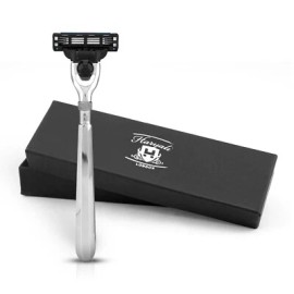 Haryali London Luxury Unisex 3 Blade Razor | Refillable Metal Handle Grooming Smart Tool Case