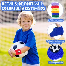 mizikuu Pack of 24 Children's Sports Wristbands, Sweatband, Football Sweatbands, Wrist Sports Wristbands, Absorbent for Football, Basketball, Athletics, 6 Colours