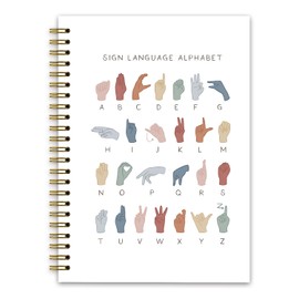 NaZaUK American Sign Language Alphabetical Notebook, ASL Alphabet Journal, ABC Sigh Language Learning Journal, American Educational Hardcover Spiral Notebooks 5.5x8.3