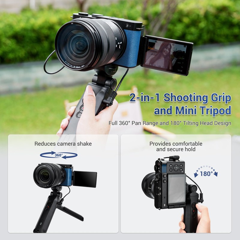 JJC Remote Shooting Grip & Travel Desk Tripod for Panasonic