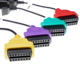 vhbw 4x OBD2 Adapter Set 4 Pieces 16 Pin OBD1 to OBD2 Compatible with Fiat Doblo, Ducato, Fiorino, Grande Punto, 500, Albea, Bravo Car, Car