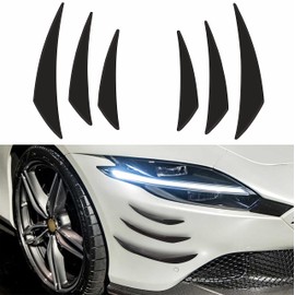 Yungeln 6 Pieces Universal Car Front Spoiler Front Bumper Spoiler Carbon Fibre Air Flow Air Supply Spoiler Lip Front Bumper Decoration - Hole Free Installation