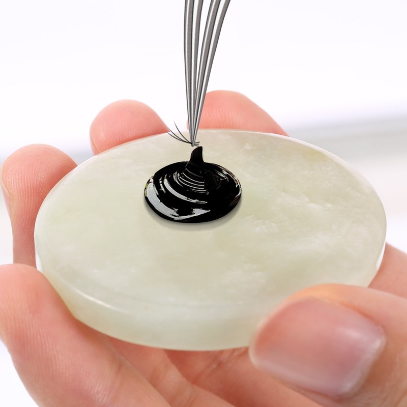 Bememo 2 Pieces Jade Stone for Lash Glue Eyelash Extension
