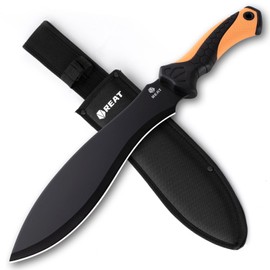 REAT Gardenging Machete, 17" Heavy Duty Machete with Sheath, Ergonomic No-Slip Handle, Machetes for Cutting Trees,Yard Work,Bushcraft (Orange)