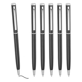 PATIKIL Slim Metallic Ballpoint Pens, 6 Pack Black Ink, 1mm Medium Point Pens, Retractable Lightweight Smooth Writing with Metal Clip for Business Office Wedding Guest Book Black
