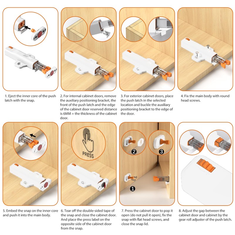 Jiayi Push to Open Door Catches Heavy Duty 2 Pack