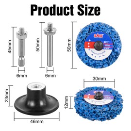 SALI Pack of 20 CSD Disc Sanding Disc, 50 mm, Coarse Cleaning Disc, Coarse Sanding Disc, Cleaning Disc Set with Disc Pad Holder and Connecting Rod for Surface Processing, Metal, Stainless Steel
