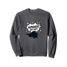 Superhero Off Duty: Funny Comic Style Graphic Sweatshirt, Adult Unisex, Dark Heather Grey, Small